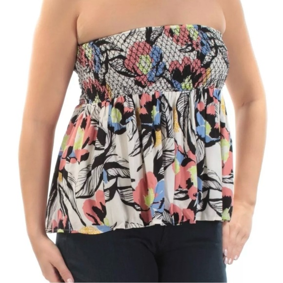 Free People LA Nights Smocked Mini Skirt Neutral Combo Size M - Picture 12 of 12